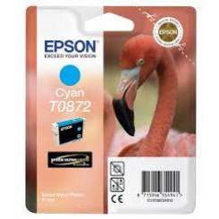 Epson T0872 - 11.4 ml - cyan - original - blister with RF/acoustic alarm - ink cartridge - for Stylus Photo R1900